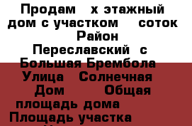 Продам 2-х этажный дом с участком 10 соток.  › Район ­ Переславский, с. Большая Брембола › Улица ­ Солнечная › Дом ­ 29 › Общая площадь дома ­ 1 280 › Площадь участка ­ 1 000 › Цена ­ 2 500 000 - Ярославская обл., Переславль-Залесский г. Недвижимость » Дома, коттеджи, дачи продажа   . Ярославская обл.,Переславль-Залесский г.